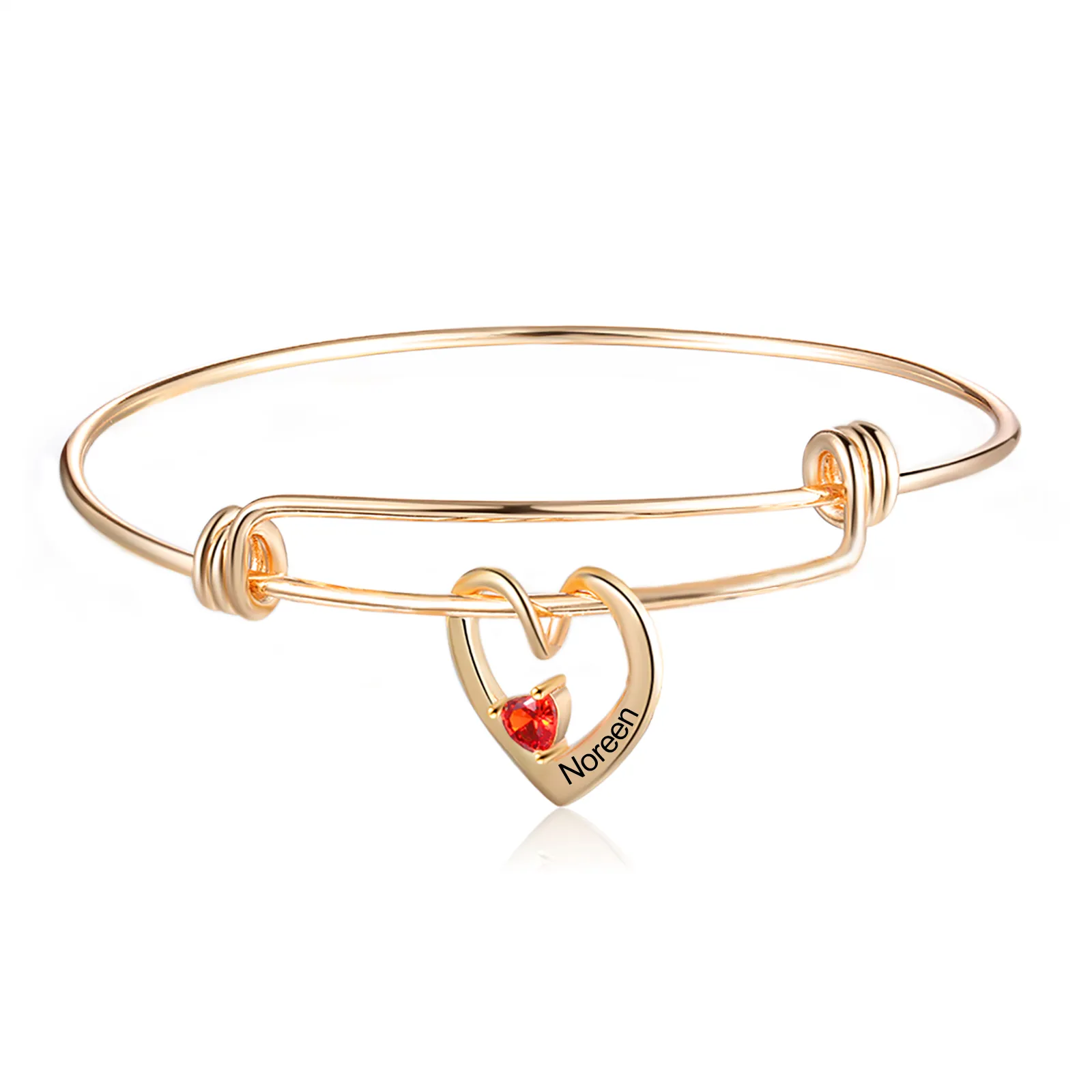 Personalized Heart Name Birthstone Bracelet For Mom Grandma