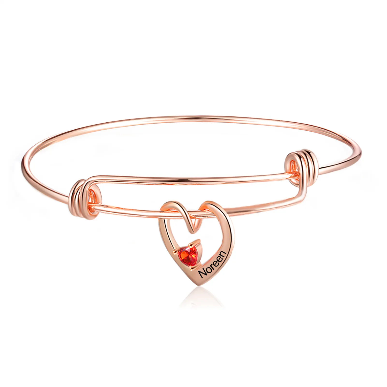 Personalized Heart Name Birthstone Bracelet For Mom Grandma