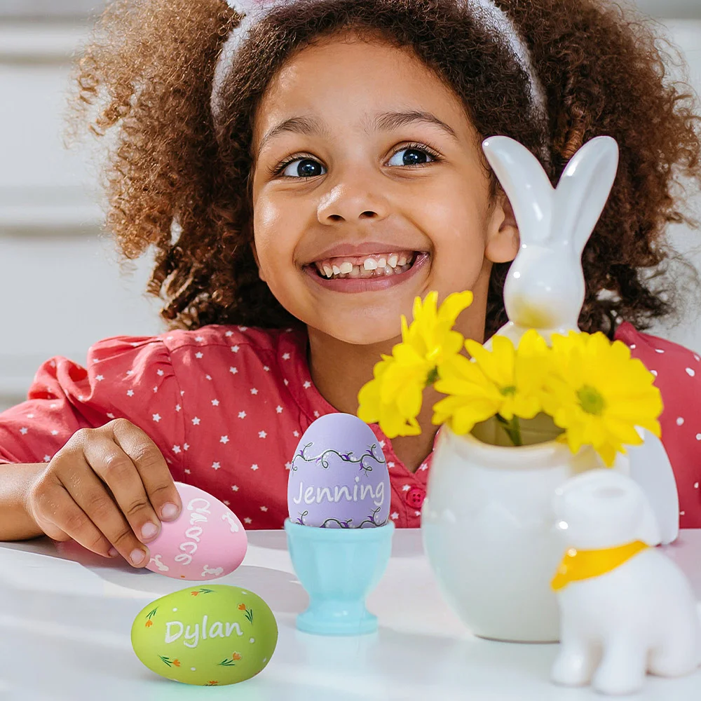 Personalized Multi-Color Cute Easter Egg with Name Easter Basket Filler Set of 2 Gift for Kids