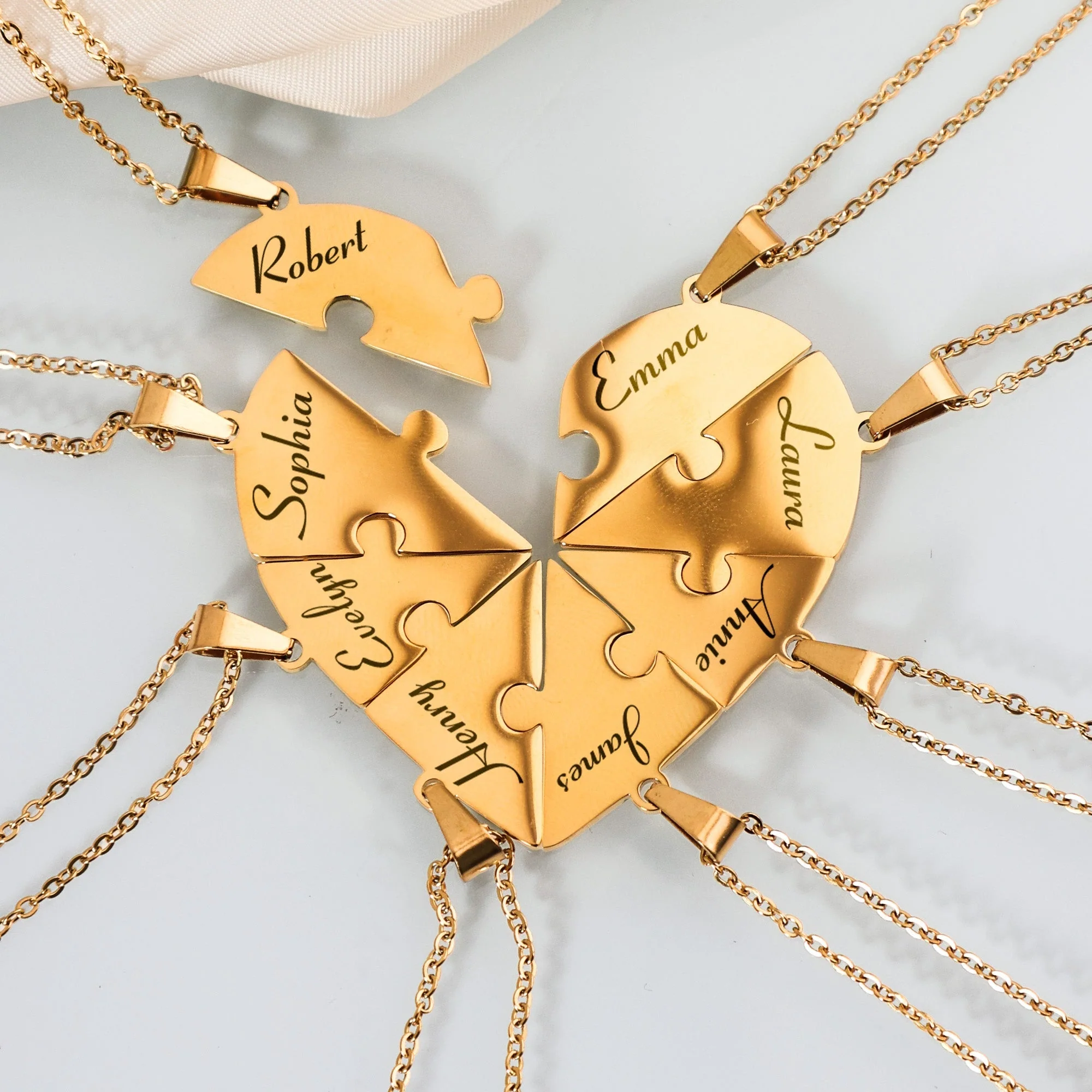 Friendship Puzzle Hearts -Personalized Heart pendant puzzle necklace