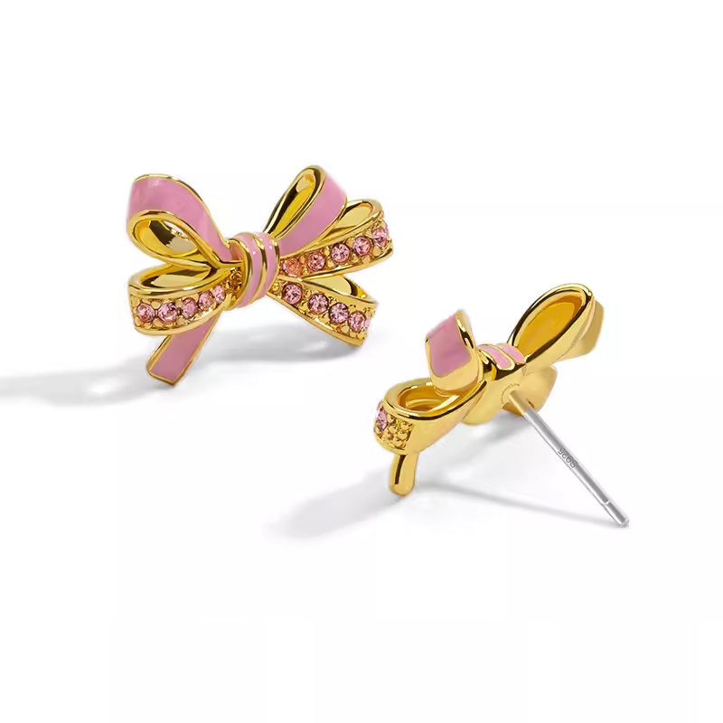 18k Zirconia Butterfly Enamel Earrings