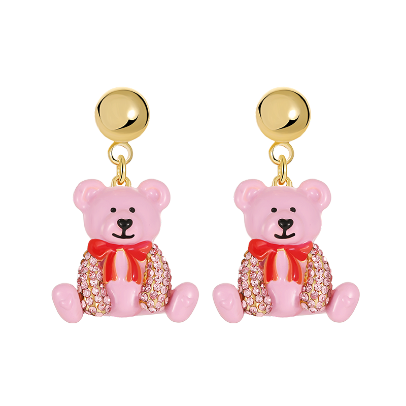 18K Bear Enamel Stud Earrings