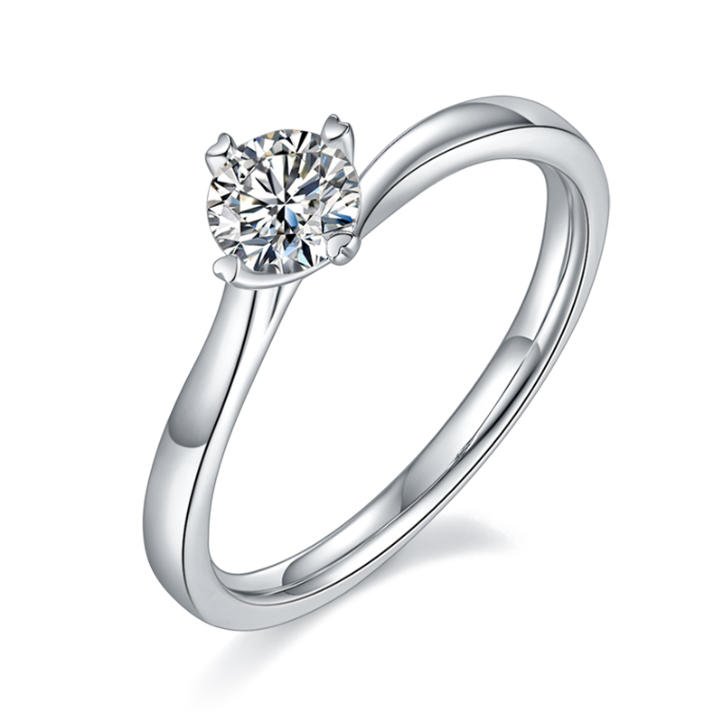DEDEJILL Heart Four Claw Silver Plated White Gold Moissanite Women's Ring -0.5ct Grade D
