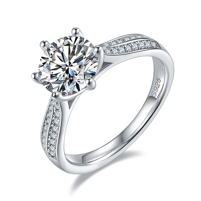 DEDEJILL Starlight Queen S925 Silver Plated White Gold Moissan Diamond Women's Ring