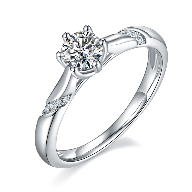 DEDEJILL Fancy S925 Silver Plated White Gold Ring - 0.5ct D Grade