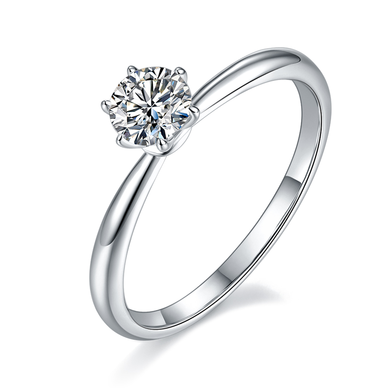 DEDEJILL Classic Six-Prong Solitaire Sterling Silver Plated White Gold