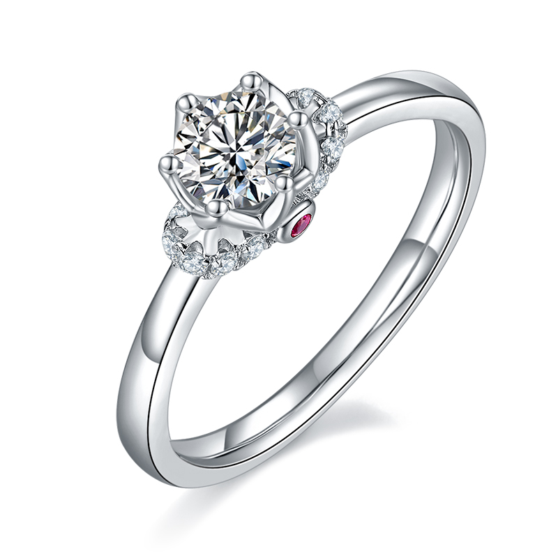 DEDEJILL Coronation of True Love Women's Diamond Ring in Silver Plated White Gold - 0.5 Carat Grade D