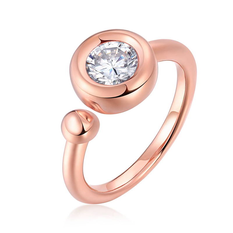 DEDEJILL Dream Open Bubble S925 Silver Plated Rose Gold Ring-1.0ct Car