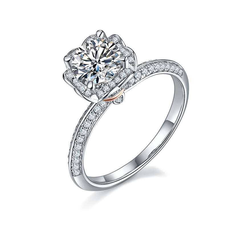 Love's Bouquet Pave Sterling Silver Moissanite Women Ring ｜1ct D Color