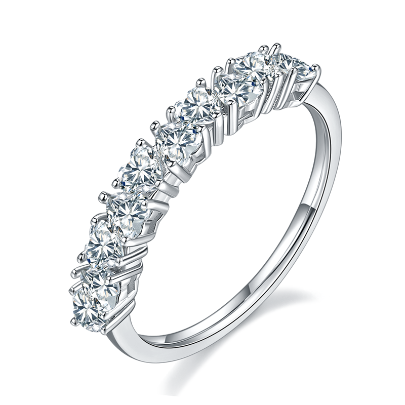 DEDEJILL Heart Cut Stacked Ring, S925 Silver Platinum-Plated Moissanit