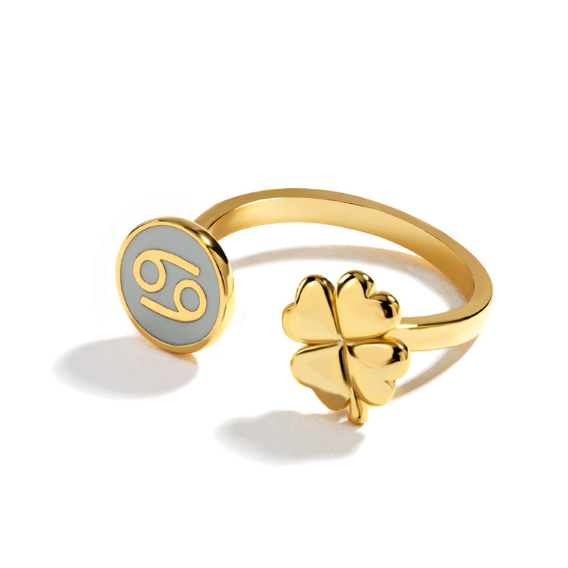 Lucky Clover Zodiac Adjustable Ring