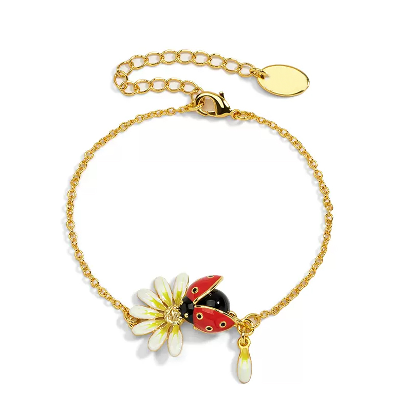 18K Daisy Ladybird Enamel Bracelet