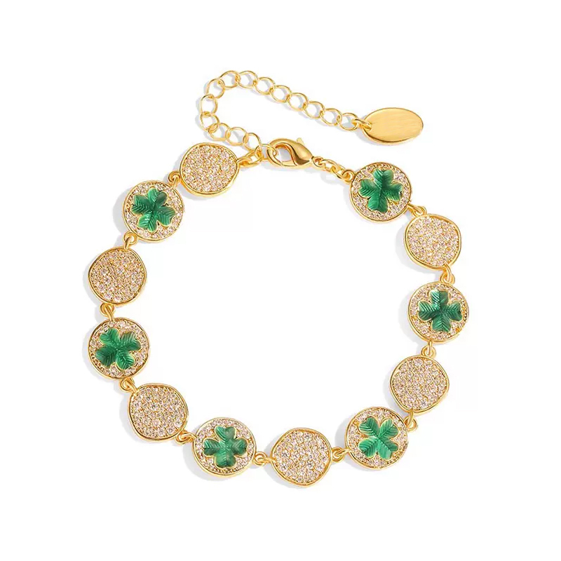 18K Lucky Clover Light Luxury Fine Enamel Bracelet