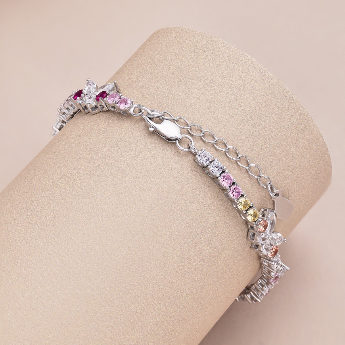 Rainbow Butterfly Station Tennis Bracelet