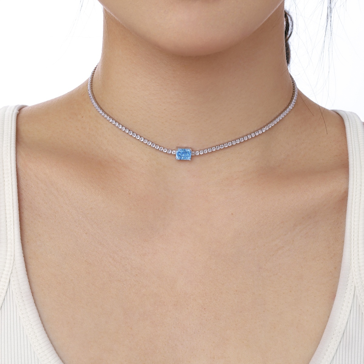 DEDEJILL Radiant Tennis Chocker Necklace