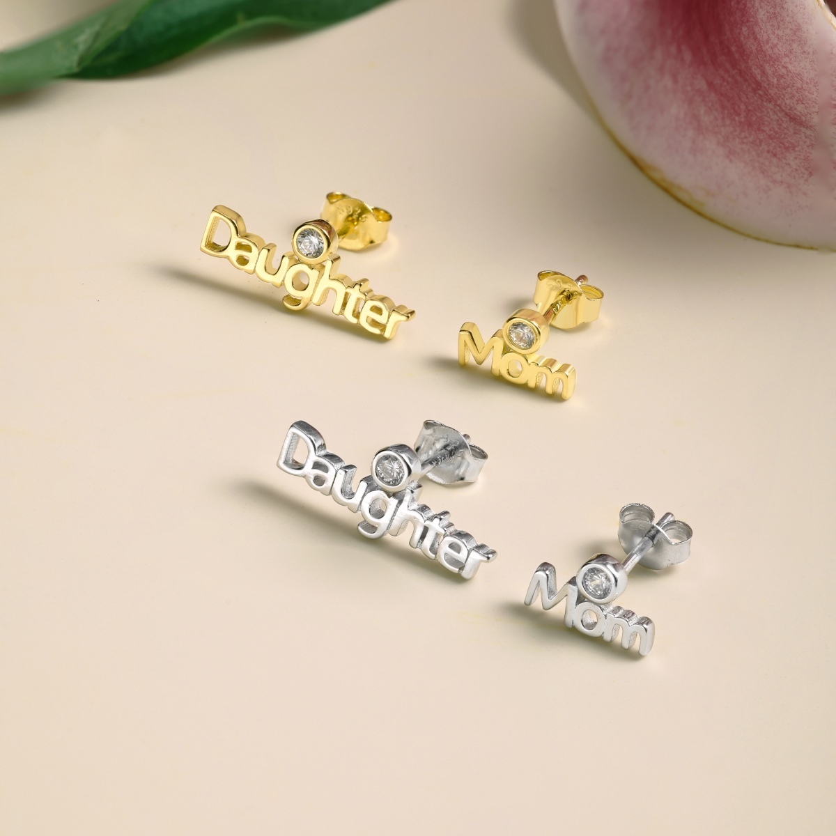 Mother & Daughter Sterling Silver Stud Earrings