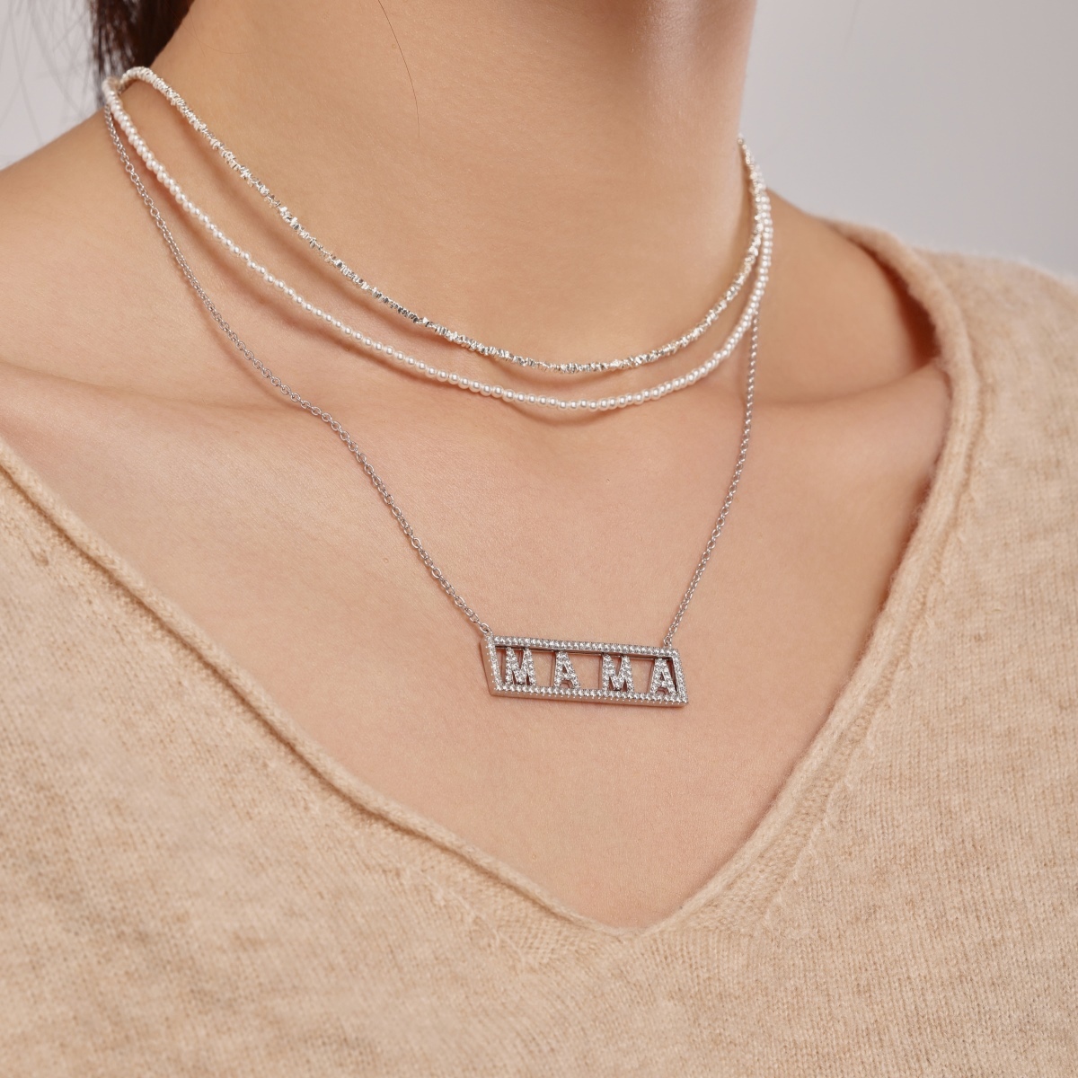 MAMA Sliding Letters Sterling Silver Necklace