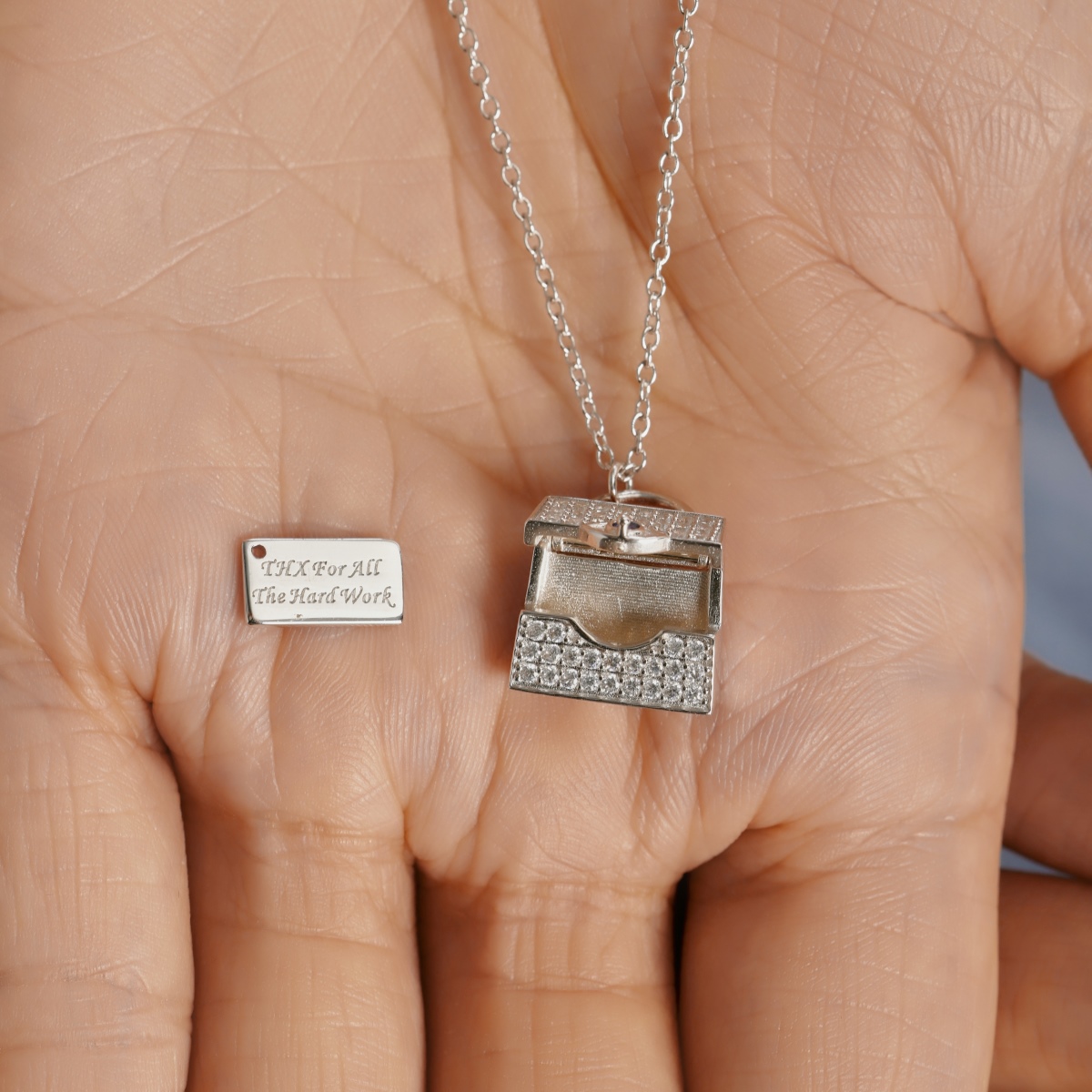 Pave Mini Lock Sterling Silver Necklace