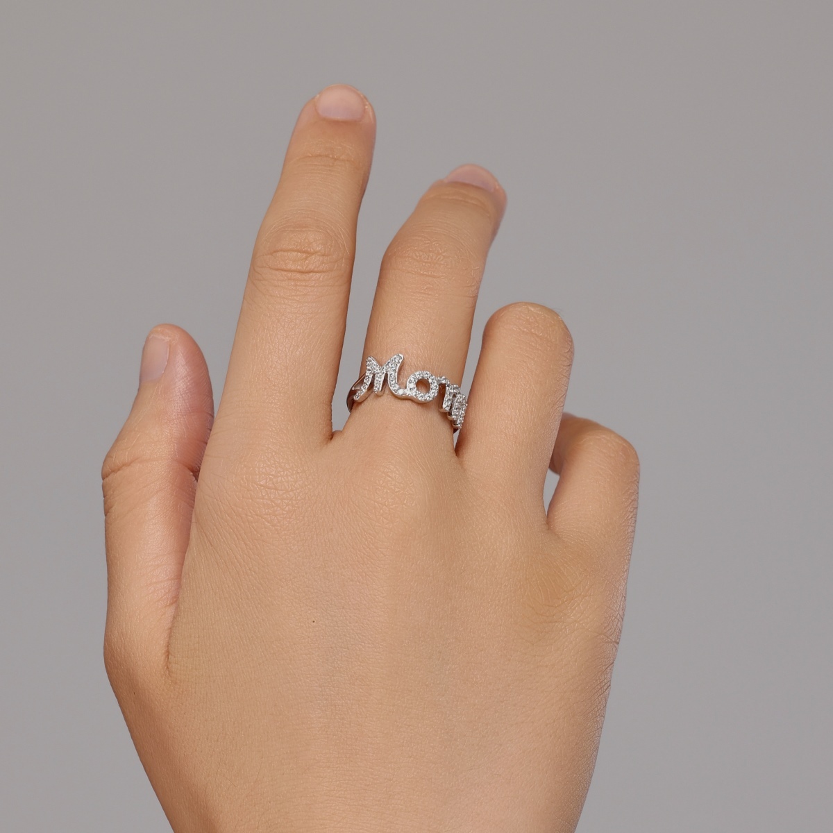 Mom Pave Sterling Silver Ring