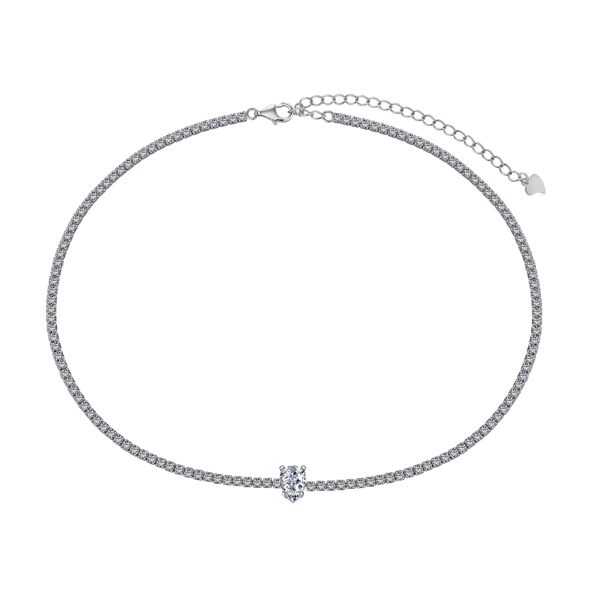 DEDEJILL Pear Sterling Silver Chocker Necklace