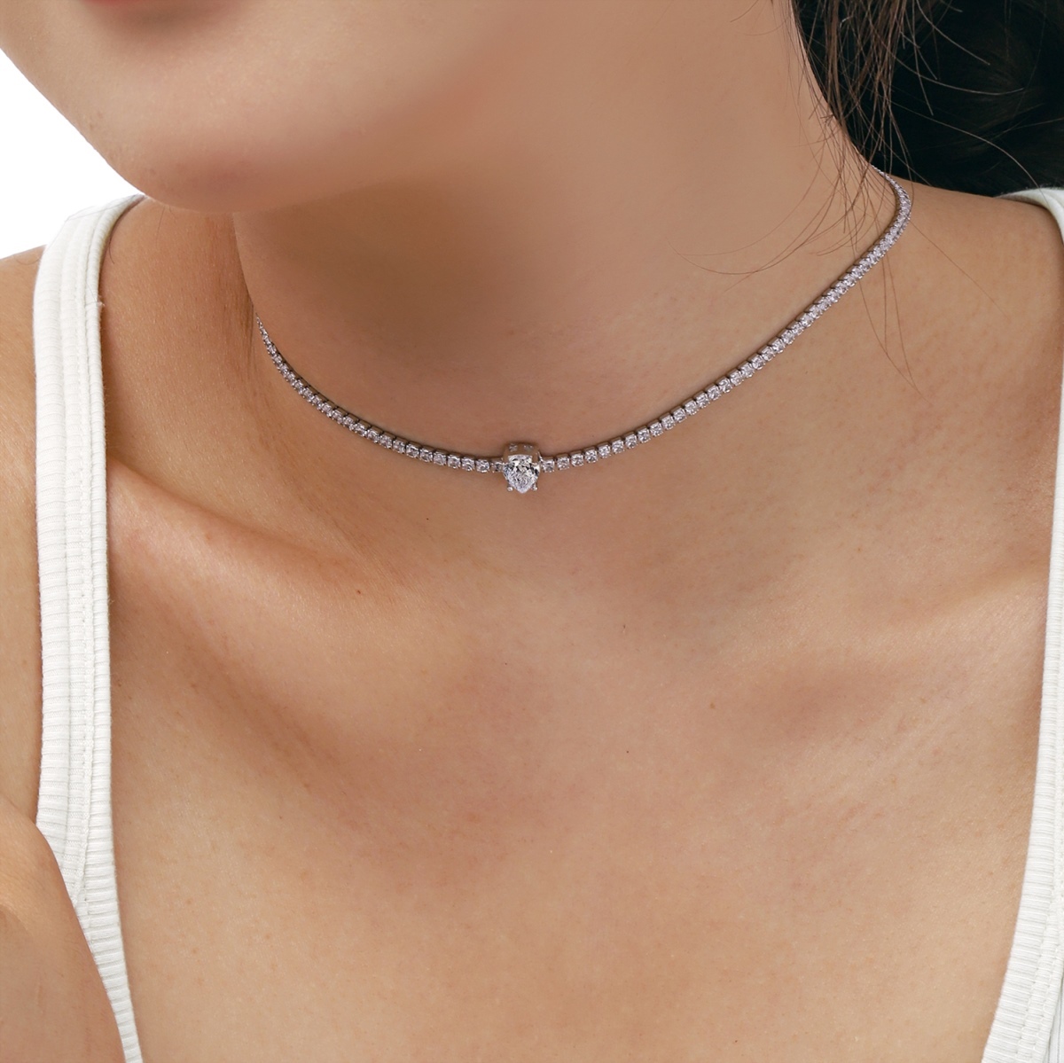 DEDEJILL Pear Sterling Silver Chocker Necklace