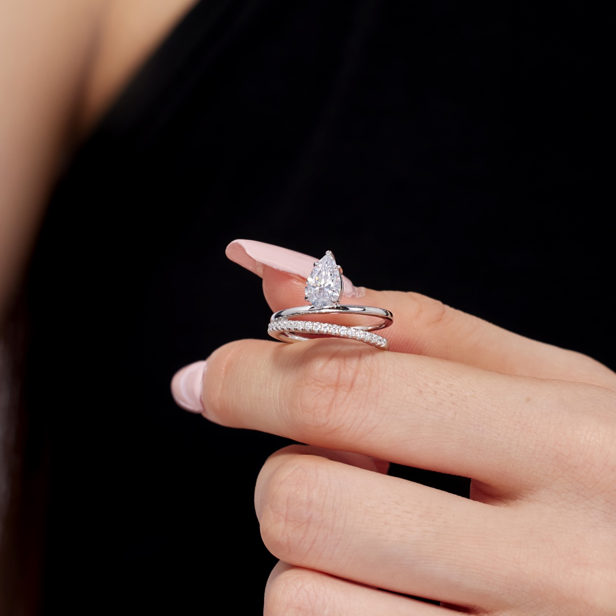Astral Pear Pave Ring