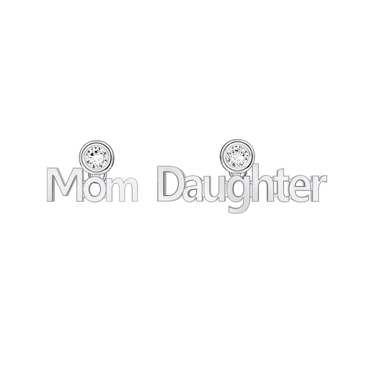 Mother & Daughter Sterling Silver Stud Earrings