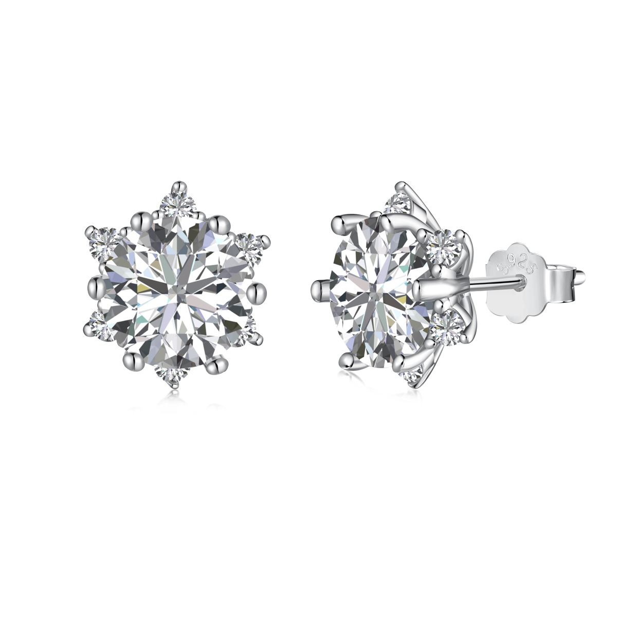 Hexagram Snowflake Sterling Silver Earrings