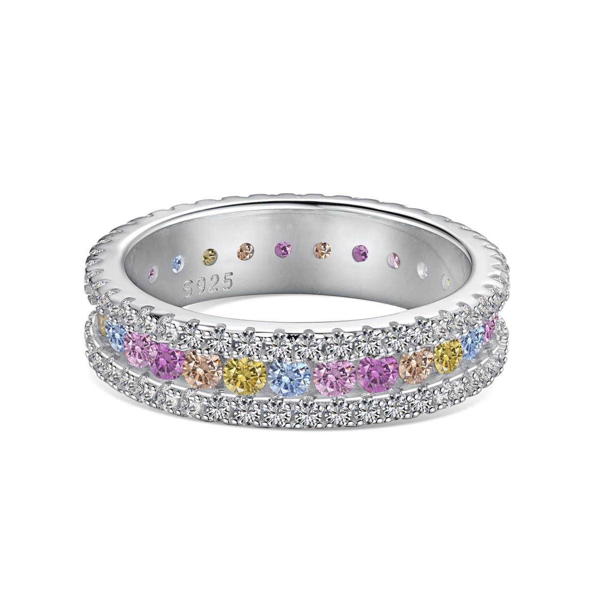 Rainbow Classic Sterling Silver Pave Ring