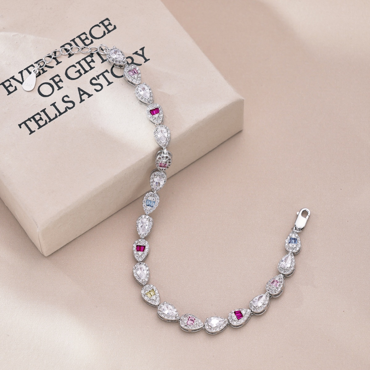 Rainbow Pear Delicated Tennis Bracelet