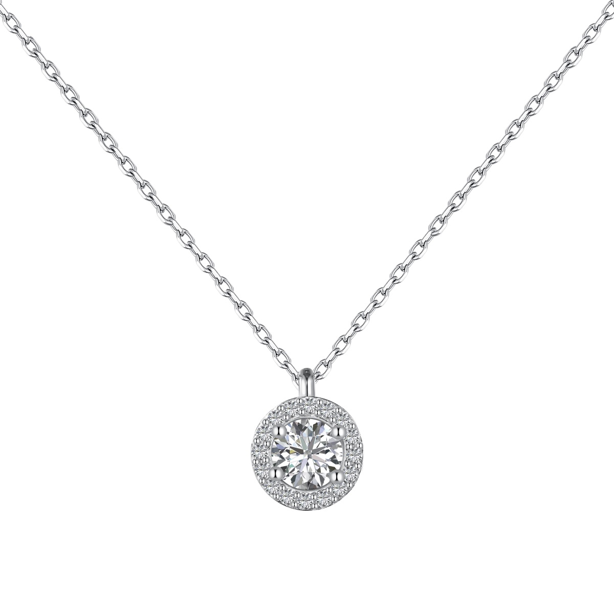 Classic Halo Sterling Silver Necklace