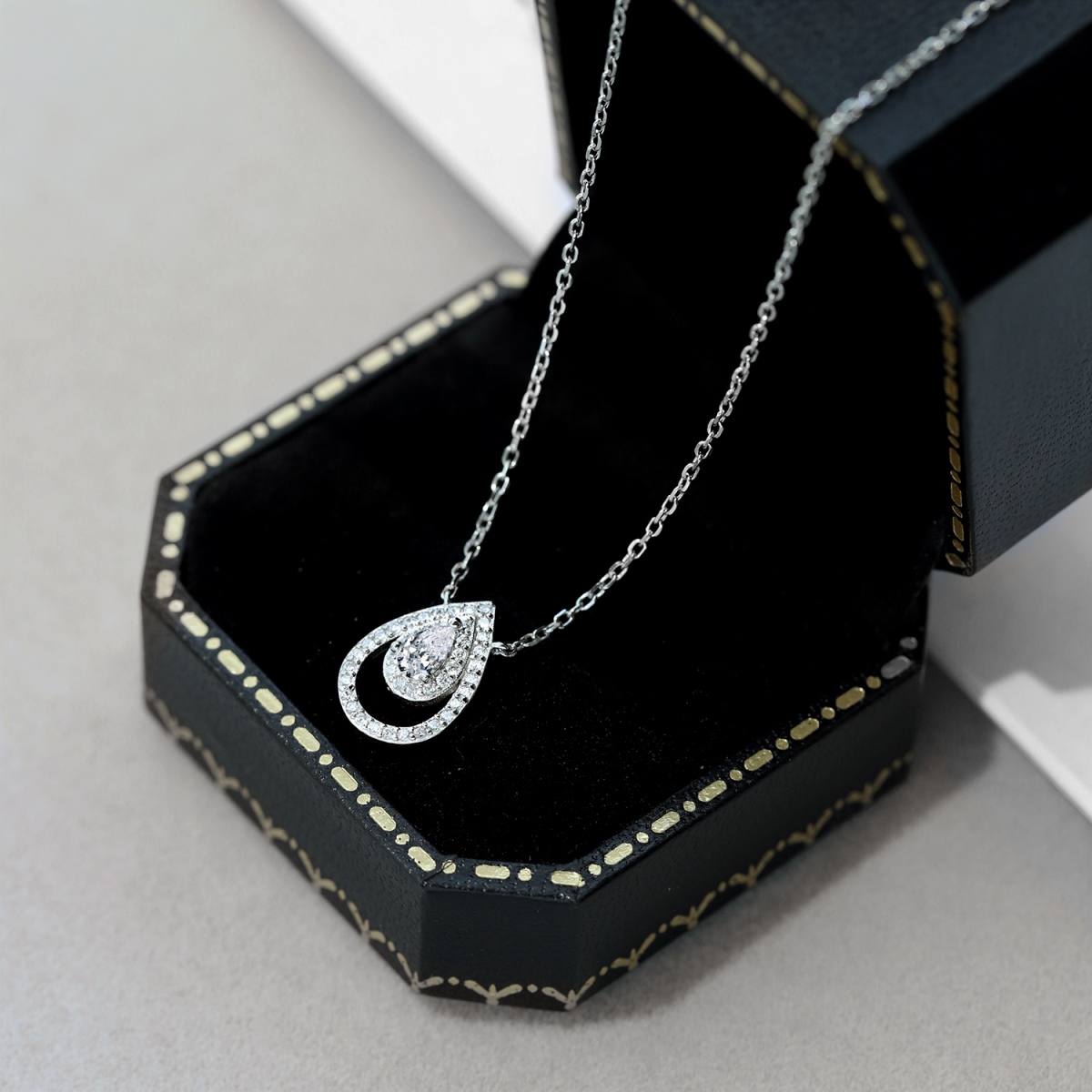 Exquisite Hollow Pear Sterling Silver Necklace