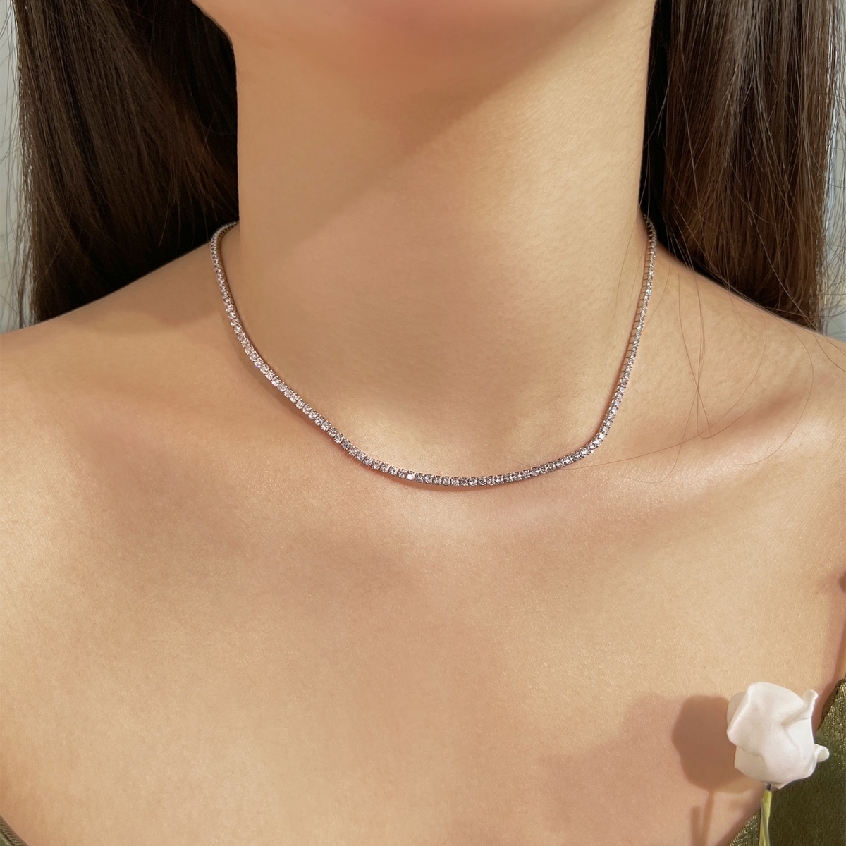 DEDEJILL Classic Thin Chocker Necklace-2MM