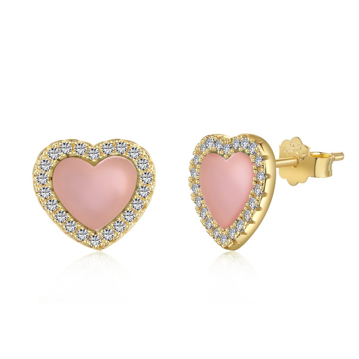 Pink Love Halo Sterling Silver Earrings
