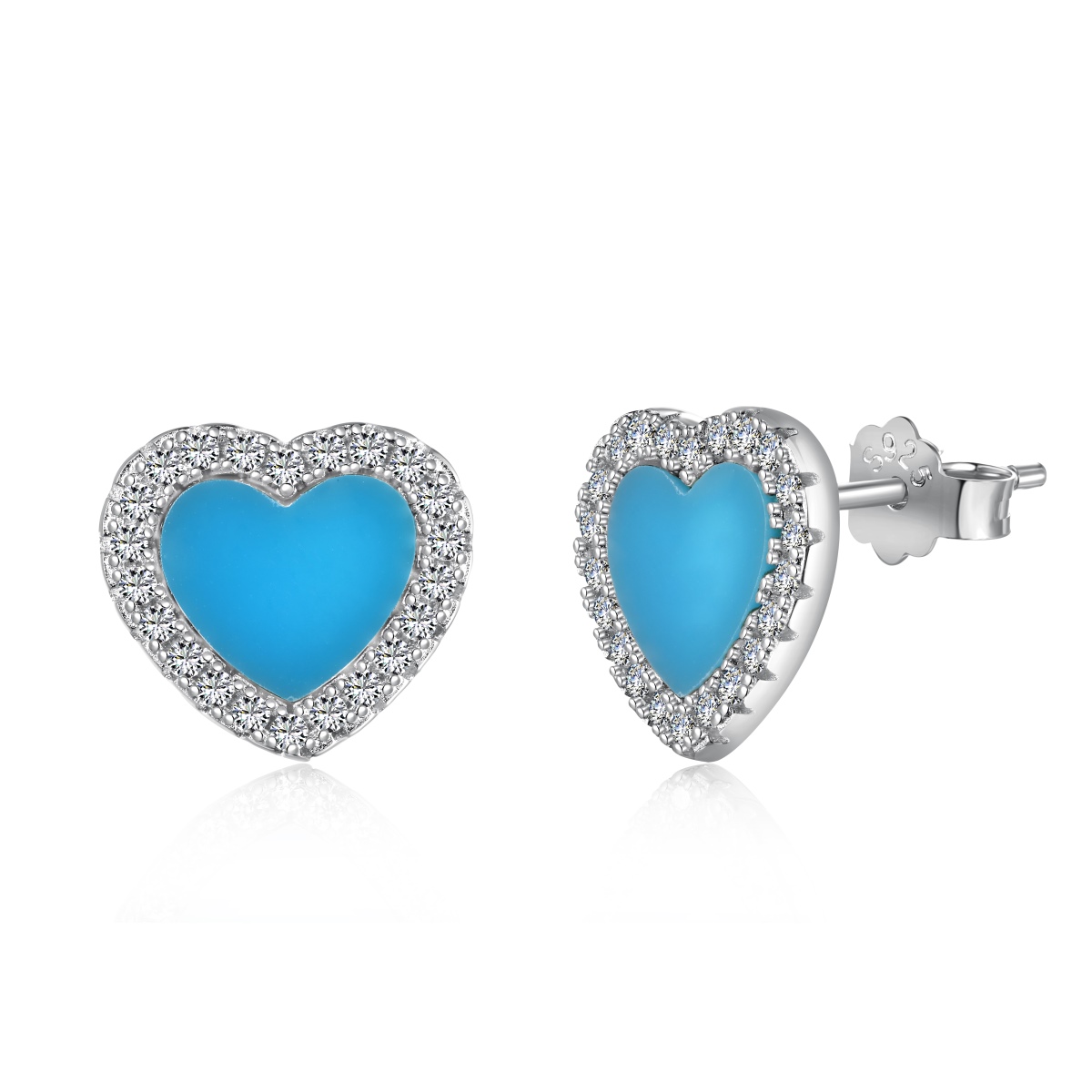 Blue Love Halo Sterling Silver Earrings