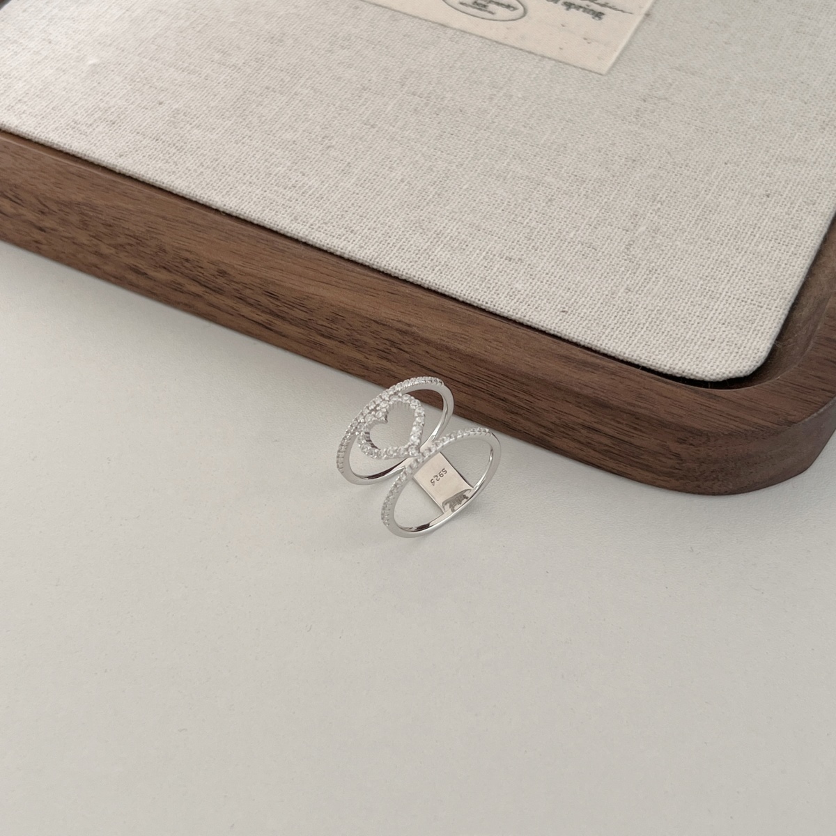 DEDEJILL Double Pave Heart Ring