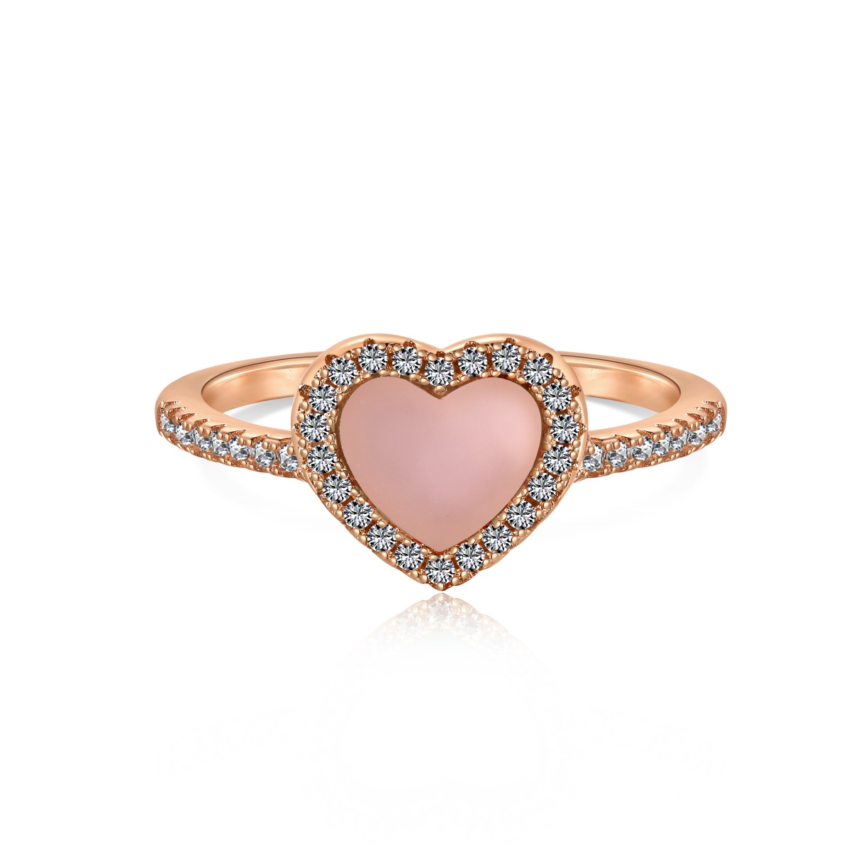Pink Love Halo Sterling Silver Ring