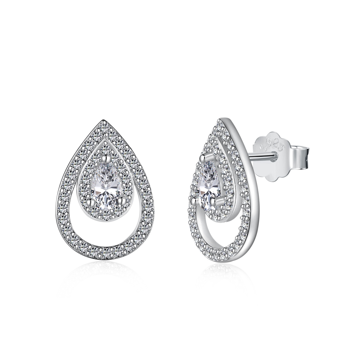 Exquisite Hollow Pear Sterling Silver Earrings