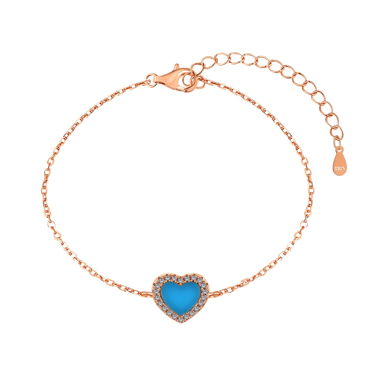 Blue Love Halo Sterling Silver Bracelet