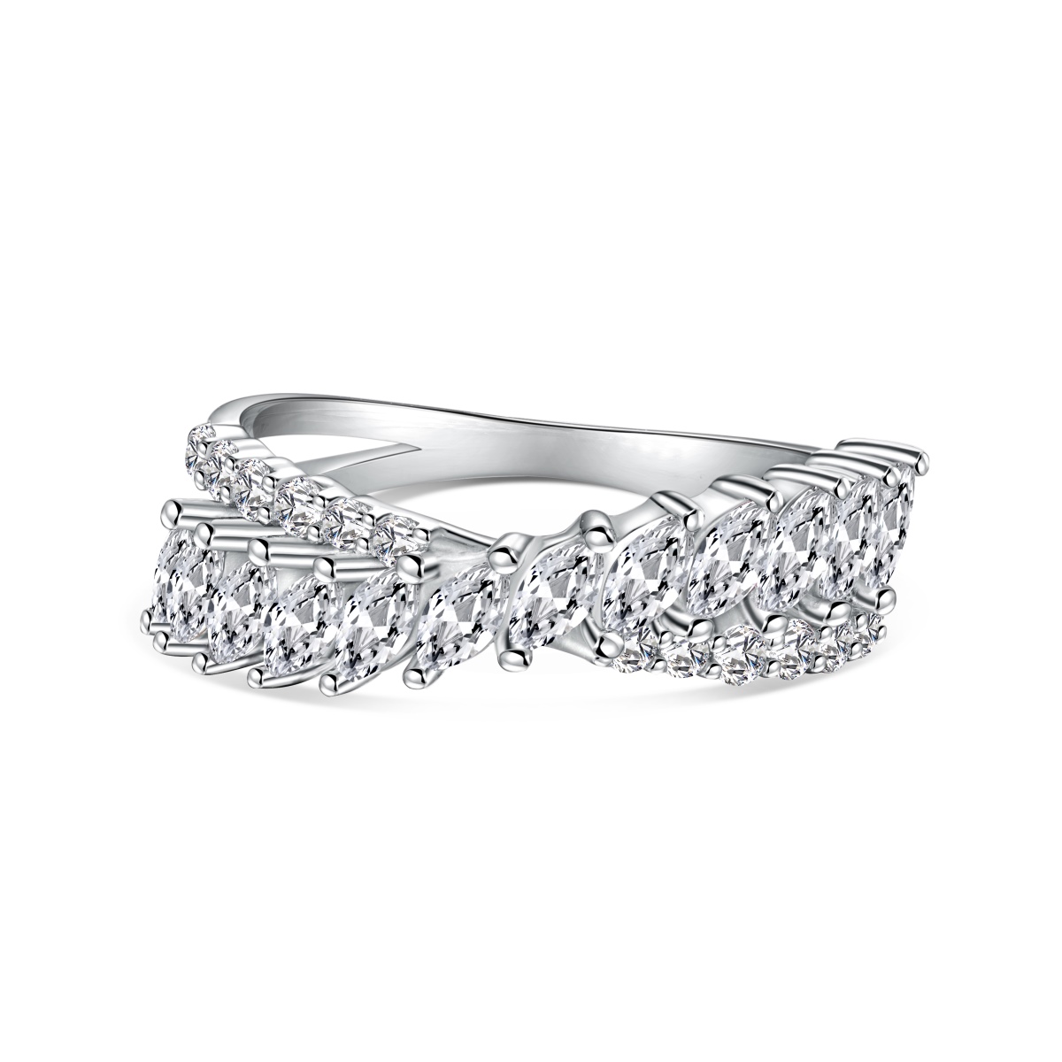 Rainbow Intertwined Pave Eternity Ring-White