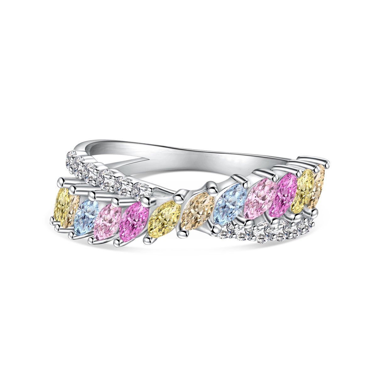 Rainbow Intertwined Pave Eternity Ring