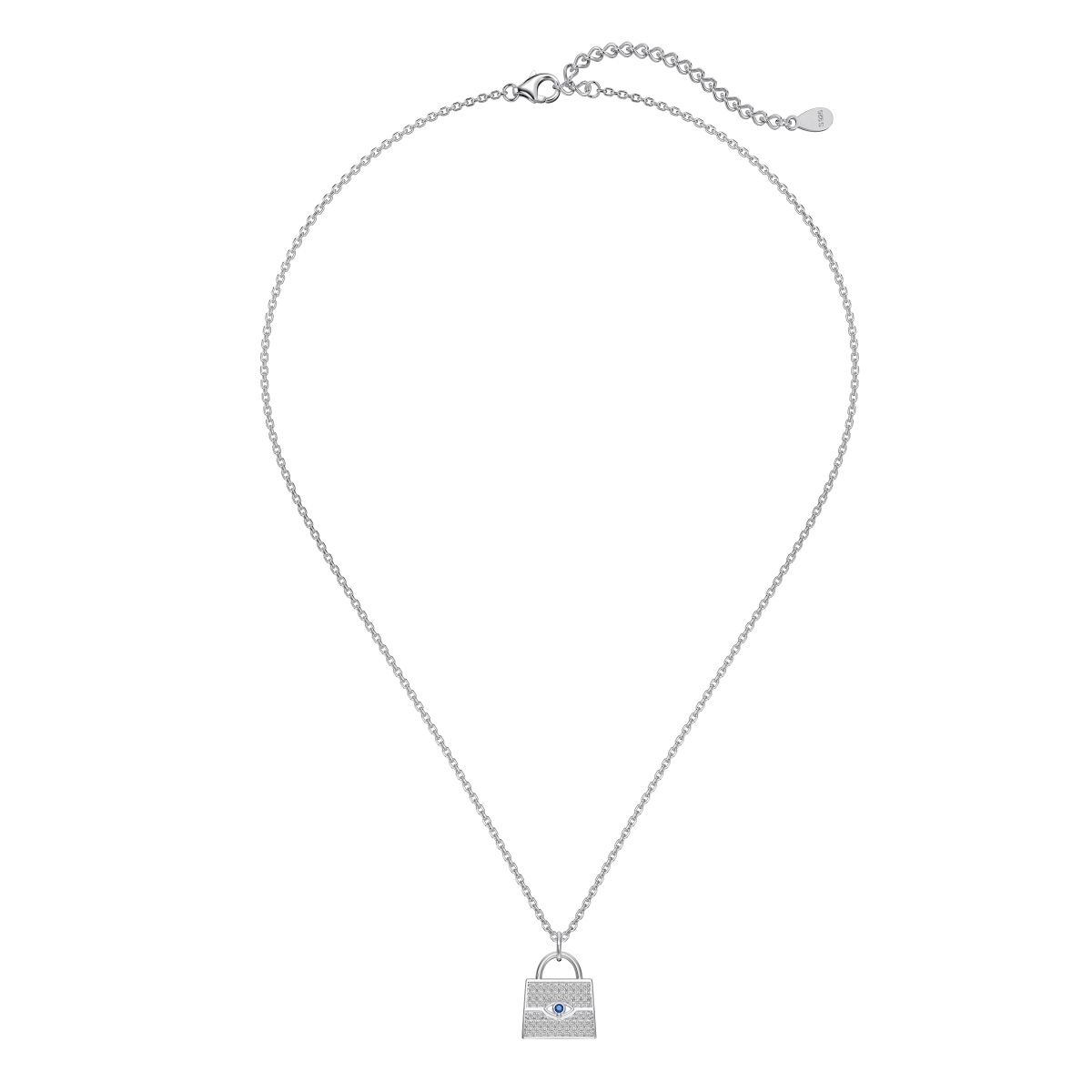 Pave Mini Lock Sterling Silver Necklace