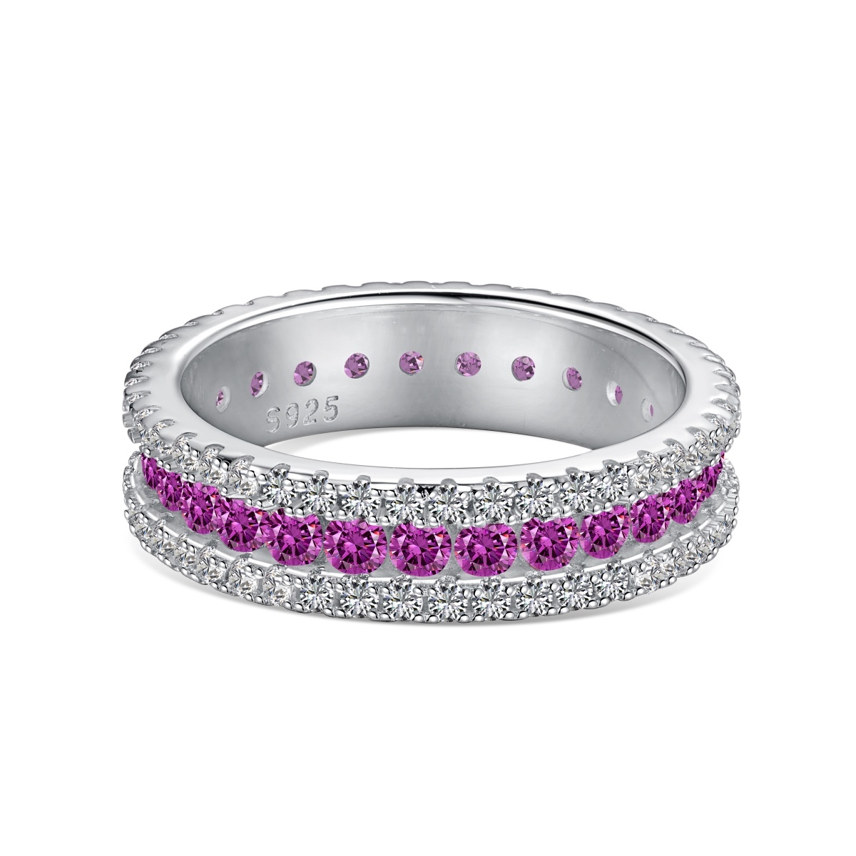 Rainbow Rose Sterling Silver Pave Ring