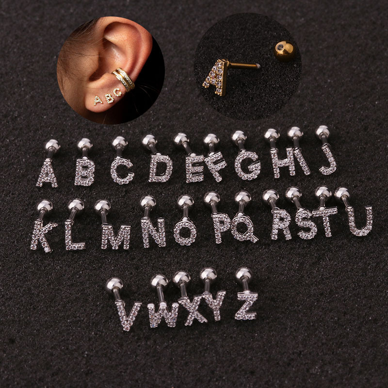 Mini Pave Initial Stud Earrings
