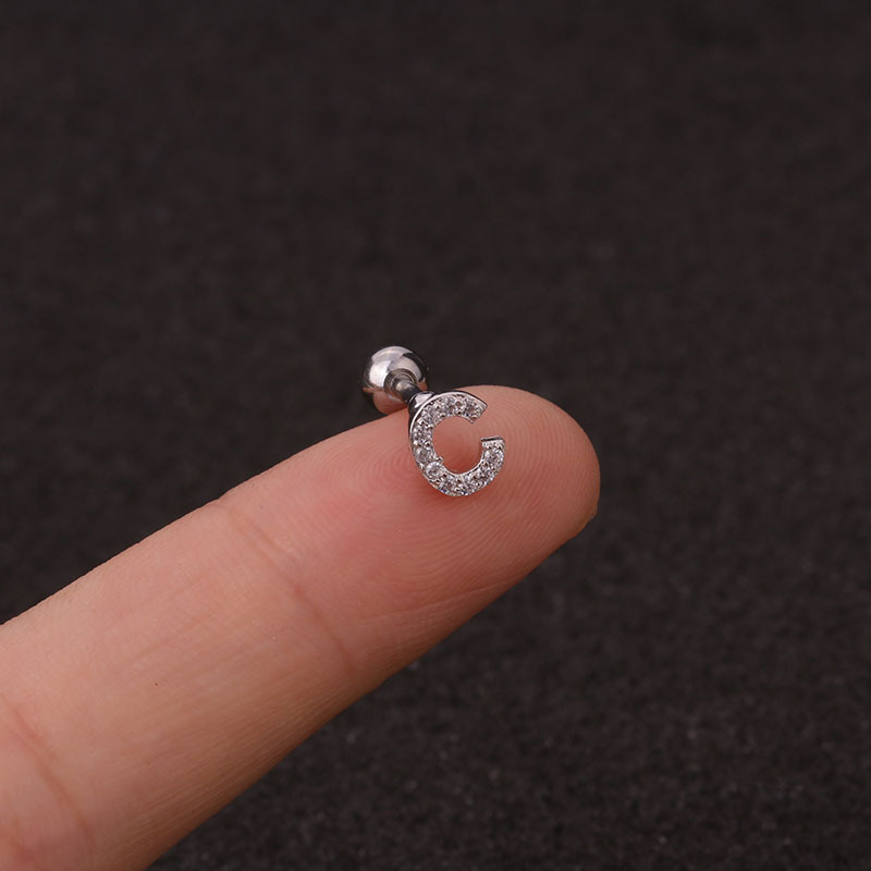 Mini Pave Initial Stud Earrings