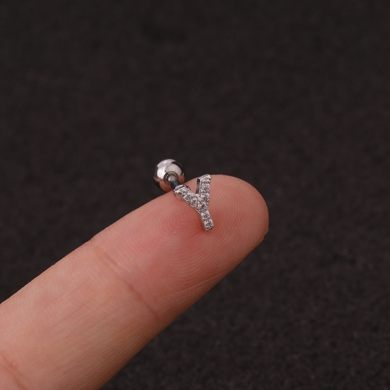 Mini Pave Initial Stud Earrings