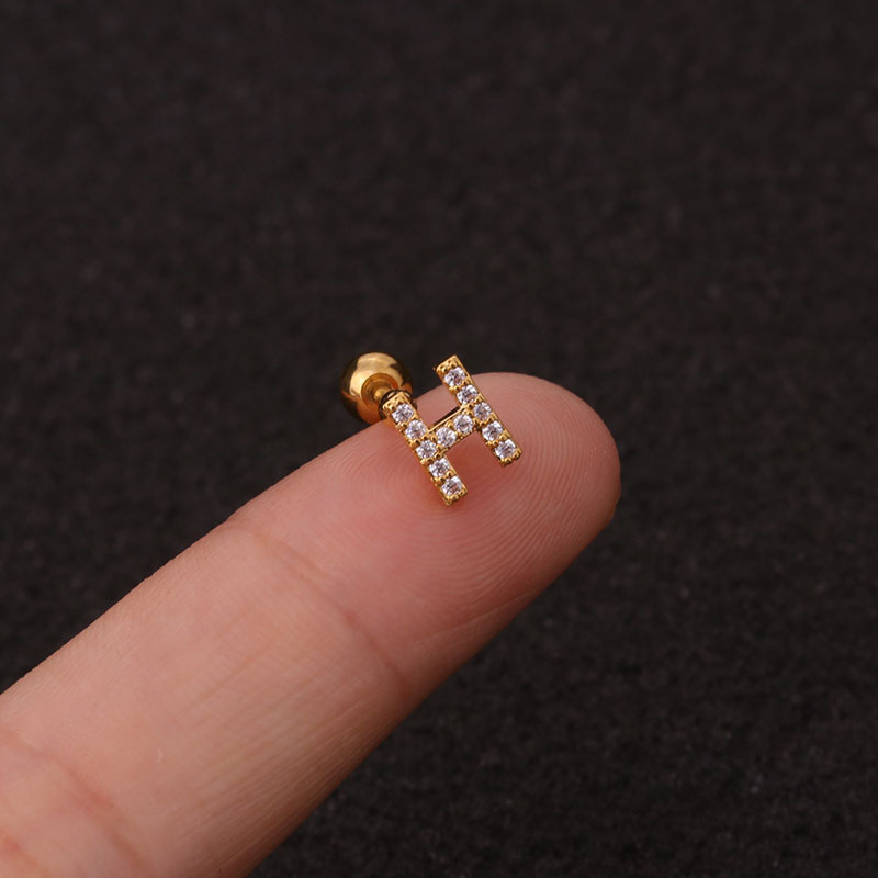 Mini Pave Initial Stud Earrings