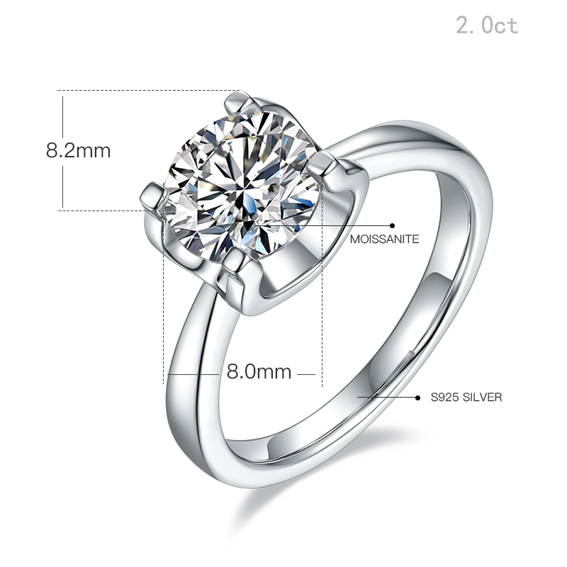 DEDEJILL Classic Bullhead S925 Silver Plated White Gold Moissan Diamond Women's Ring