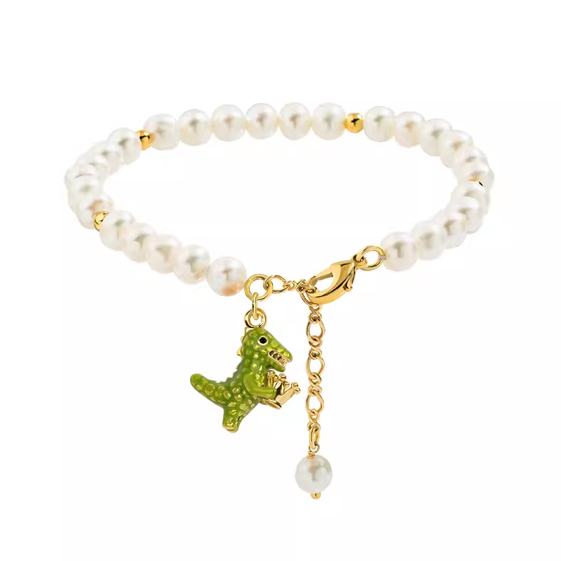 18K Princess Crown Pearl Enamel Necklace
