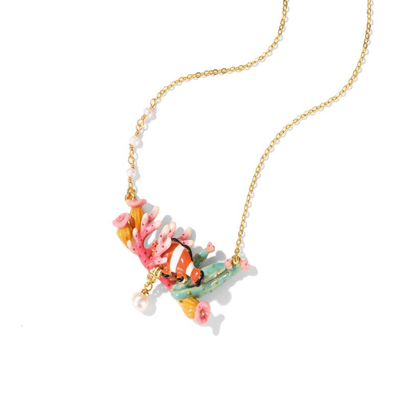 18K Tropical Clown Fish Enamel Necklace
